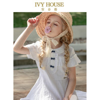 IVY HOUSE 常春藤 童装女童夏款 儿童短袖连衣裙上衣网红小白裙宝宝