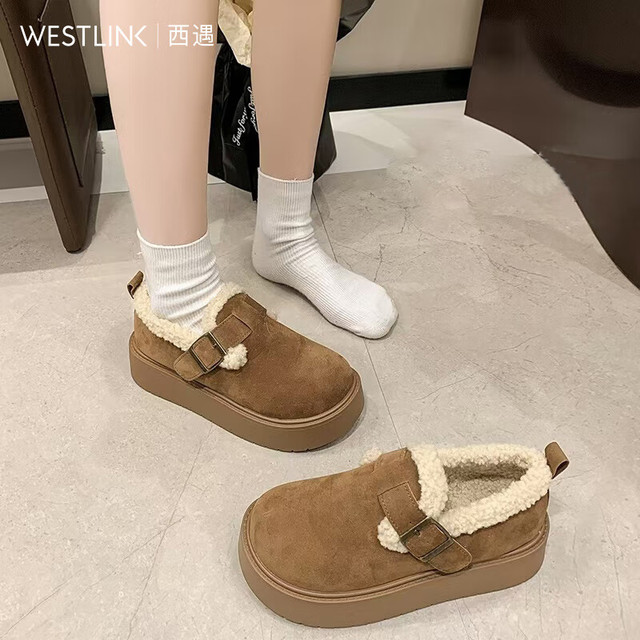 西遇 厚底勃肯鞋 冬季软底加绒雪地鞋 卡色