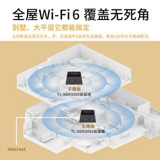 TP-LINK 全屋WiFi6 子母路由器K20 家用千兆无线双频 别墅大户型