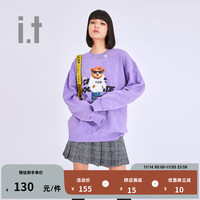 :CHOCOOLATE it 款圆领卫衣春季卡通小熊印花3097XFH PPD/紫色 M