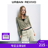 URBAN REVIVO UR2024秋季新款女时尚休闲运动风抽绳连帽卫衣外套 UYY140026