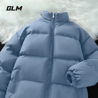 GLM冬季立领棉衣男生加厚保暖潮牌百搭棉服休闲宽松面包服 浅蓝#GL纯色 4XL