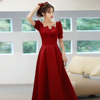 兰卡·罗妮兰卡罗妮敬酒服新娘结婚酒红色回门订婚平时可穿小个子礼服连衣裙 酒红色中长款 XL