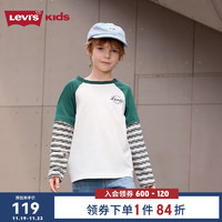 Levi's 李维斯 童装儿童长袖T恤2024秋季宽松休闲假两件上衣 波西绿 140/68