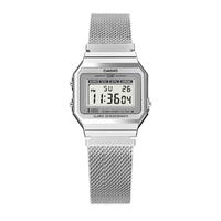 CASIO 卡西欧 潮流电子表小方块时尚休闲手表男女手表A700WM-1/7A 银色