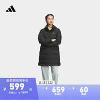 adidas 阿迪达斯 轻运动女冬季600蓬保暖连帽鸭绒羽绒服IL8938 黑色/灰 A/M