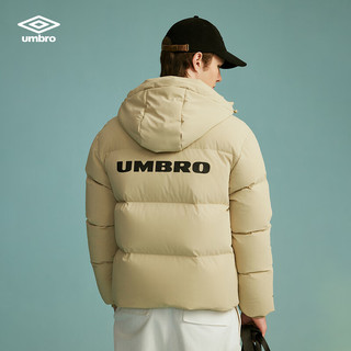 茵宝（Umbro）连帽运动羽绒服冬季复古保暖外套女款大衣男款 麦绿卡其 XL 充绒量：187