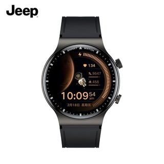 百亿补贴：Jeep 吉普 P07 升级版 智能手表 1.32英寸 黑色锌合金喷沙电镀表壳 黑色硅胶表带（血氧、ECG）