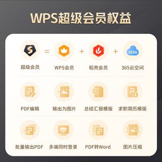 WPS 金山软件 超级会员4年 金山办公软件PDF转word稻壳模板官方 PDF365G  2 WPS5（111