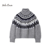Mila Owen 秋冬季新款日系休闲简约圣诞节复古风高领针织毛衣女士
