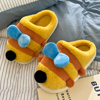春笑 萌熊棉拖鞋女冬居家室内厚底保暖毛绒可爱拖鞋冬季卡通棉拖踩屎感