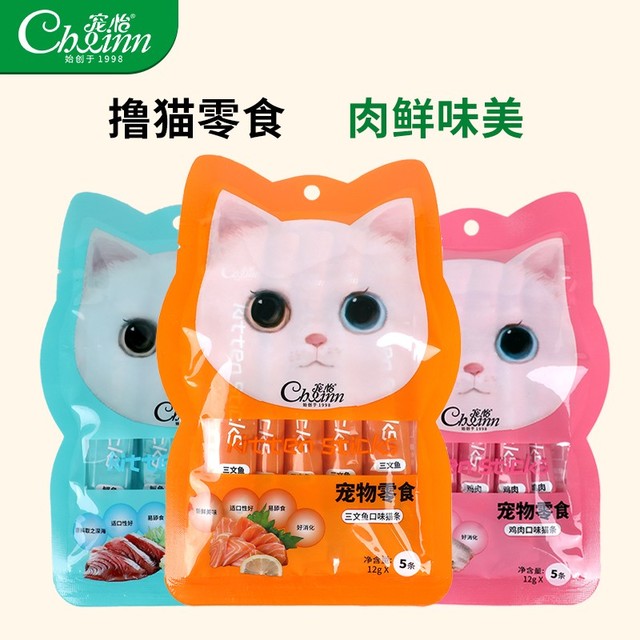Chowinn 宠怡 猫条猫零食流质猫咪零食5支肉条小鱼干布丁幼猫湿粮猫粮拌饭吸猫 鸡肉