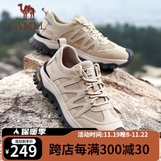 CAMEL 骆驼 男鞋2024新款时尚透气舒适休闲鞋轻弹缓震户外鞋 G14S342067杏色 38