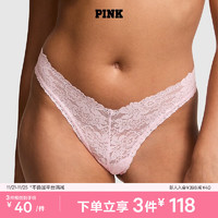 VICTORIA'S SECRET PINK性感V字形低腰蕾丝半包臀女士内裤 69IO淡粉色 11251202 S