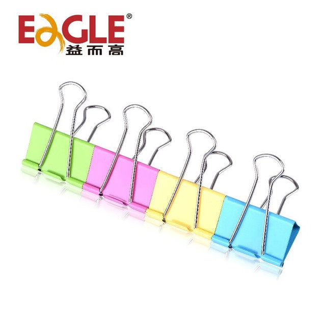 Eagle 益而高 彩色长尾夹燕尾夹子金属文件夹票据夹办公文具 25mm48只/筒SA18P-CP 2桶装