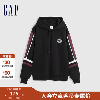 Gap 盖璞 女装冬2023LOGO校园风百搭抓绒宽松连帽衫840929 黑色 160/80A(S)亚洲尺码