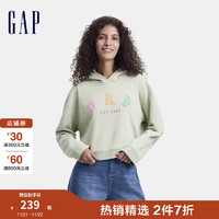 Gap 盖璞 女装2024初秋新款彩色针织logo连帽卫衣宽松多巴胺上衣613336 浅绿色 160/80A(S) 亚洲尺码