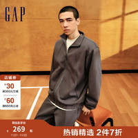 Gap 盖璞 男女装2024秋季胶印logo拉链立领卫衣外套休闲上衣636520 深灰色 175/96A(L) 亚洲尺码