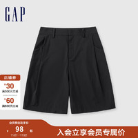 Gap 盖璞 女装2024夏季压褶直筒短裤百搭简约基础纯色休闲裤 547331 黑色 XL