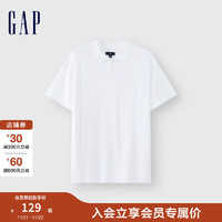 Gap 盖璞 男装2024夏季纯色针织短袖polo衫休闲百搭上衣464191 白色 170/92A (M)亚洲尺码