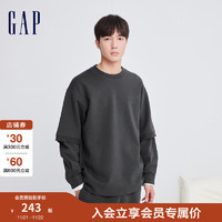 Gap 盖璞 男装冬季2023LOGO空气三明治宽松卫衣841303运动上衣 深灰色 175/96A(L)亚洲尺码