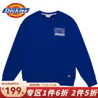 Dickies 帝客 卫衣 情侣款 印花毛圈圆领卫衣 宽松休闲套头上衣11044 宝石蓝 M