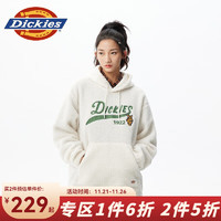 Dickies 帝客 卫衣 时尚款连帽仿羊羔绒卫衣男女同款情侣款11263 奶油色 XL