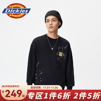 Dickies 帝客 卫衣男  宽松百搭男女同款情侣休闲舒适圆领上衣11053 黑色 M