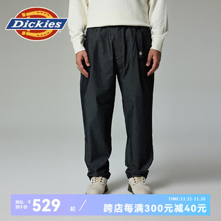 Dickies 帝客 仿丹宁松紧腰围 内建腰带设计休闲裤 男女情侣 DK0A87H4 黑丹宁 28