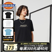 Dickies 帝客 纯棉短袖女 缝线袖口工装t恤 圆领宽松短袖 DK010393 黑色 XL