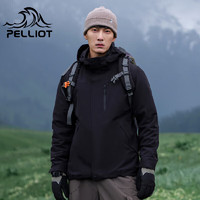 PELLIOT 伯希和 冲锋衣山野经典2.0三合一可拆卸抓绒内胆防风防水外套夹克登山服 男曜石黑 L