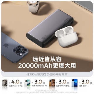 100W超级快充电宝20000毫安时超大容量移动电源iphone16 +Type-C-