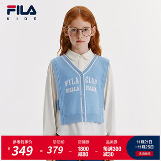 FILA 斐乐 童装儿童上衣2024秋季女中大童假两件长袖衬衫 纶度白-WT 160cm