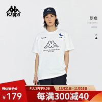 Kappa 卡帕 复古短袖2024男运动休闲潮流T恤简约半袖K0E12TD04 韩国白-012 L