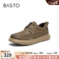 BASTO 百思图 2024秋季时尚户外休闲工装鞋厚底男休闲鞋19611CM4 卡其色 42