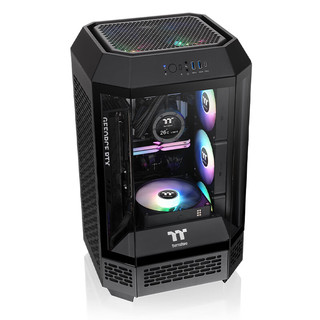 Thermaltake（Tt）The Tower 250 海景房机箱 电脑主机 黑色（ITX主板/支持360水冷/4090显卡/水平横躺） 黑色