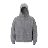 CATSSTAC 灰度双开拉链连帽毛衣男cleanfit羊毛混纺开衫休闲外套