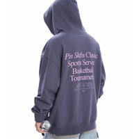 PIN SKTBS PINSKTBS 24AW日系复古休闲宽松运动纯色字母印花篮球标语卫衣男
