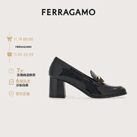 Salvatore Ferragamo 菲拉格慕 Ferragamo）女士黑色Gancini扣饰高跟乐福鞋 0769316_1D _ 70