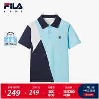 FILA 斐乐 童装儿童上衣2024男小童运动网球短袖POLO衫 玉石白-WT 130cm