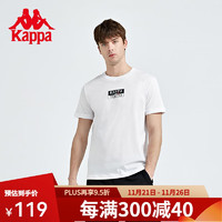 Kappa 卡帕 短袖男运动T恤休闲半袖圆领上衣短袖 漂白-001 XXL