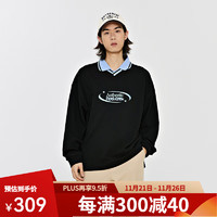 Kappa 卡帕 长袖POLO2024男女春秋刺绣运动长袖卫衣POLO衫 黑色-990 S