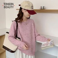 百亿补贴：TONSON BEAUTY 毛衣打底宽松加厚秋冬新款圆领套头针织衫慵懒上衣