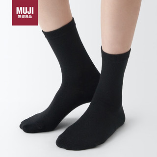 MUJI 無印良品 男女通用 合脚直角 袜口无橡筋袜 黑色 23-25cm