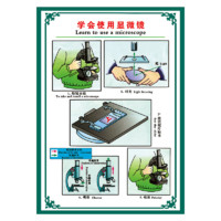 标语王 教学挂图仪器使用方法课件宣传画正确使用酒精灯化学实验室墙贴纸SCM29 SCM29-03 学会使用显微镜 100*70厘米/张 覆膜PP贴纸