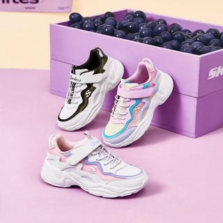 百亿补贴：SKECHERS 斯凯奇 儿童鞋春秋女童魔术贴复古老爹鞋中大童休闲运动鞋