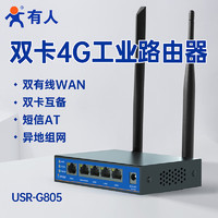 LonHand 有人 4g工业路由器无线插卡wifi全网通企业级多网口户外联网5网口移动联通电信G805 双外插卡(高通芯，WIFI加强)