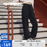 SKECHERS 斯凯奇 女子两穿针织长裤阔腿裤运动卫裤L323W086 0018 XXL