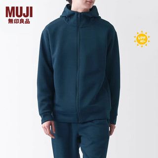 无印良品（MUJI） 男式 防紫外线 易干毛圈 拉链连帽衫 防晒衣防晒服潮流 BI00EA3A 藏青色 XL（180/104A）