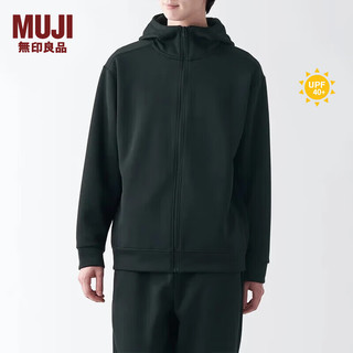 无印良品（MUJI） 男式 防紫外线 易干毛圈 拉链连帽衫 防晒衣防晒服潮流 BI00EA3A 黑色 XS(160/80A)